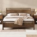 AMERLIFE Minimalist Queen Size Solid Wood Bed Frame with Headboard