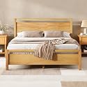 AMERLIFE Minimalist Queen Size Solid Wood Bed Frame with Headboard