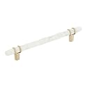 Amerock | Cabinet Pull | Marble White/Golden Champagne | 6-5/16 inch (160 mm) Center to Center | Carrione | 1 Pack | Drawer Pull | Drawer Handle | Cabinet Hardware