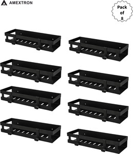 amextron multi-purpose wall mount shelf with dual hooks iron wall shelf number of shelves - 8 black