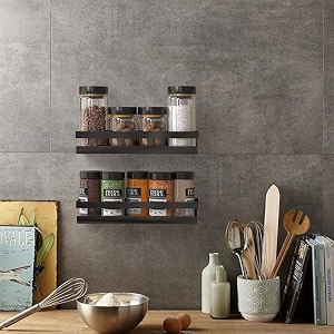 multipurpose metal wall mounted shelf for bathroom amp kitchenpack of 4 2 each  wall-mounted storage shelf for home kitchen bathroom bedroom or office medium black wall mounting shelf