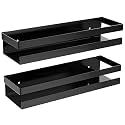Multipurpose Metal Wall Mounted Shelf for Bathroom &amp; Kitchen(Pack of 2) 2 each | Wall-Mounted Storage Shelf for Home, Kitchen, Bathroom, Bedroom, or Office (Medium, Black) wall mounting shelf