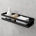 Multipurpose Metal Wall Mounted Shelf for Bathroom &amp; Kitchen | Wall-Mounted Storage Shelf for Home, Kitchen, Bathroom, Bedroom, or Office (Medium, Black) wall mounted shelves - Single