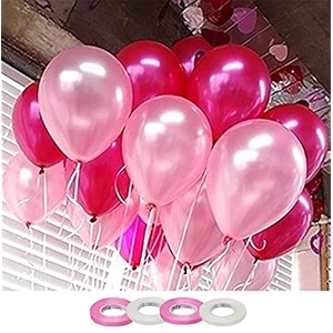 amfin 10 inch light pink amp red metallic balloons with matching ribbon for decorationballoon for birthday decoranniversarypartybaby showerpartyhome decor