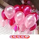 AMFIN® 10 Inch Light Pink & Red Metallic Balloons with Matching Ribbon for Decoration,Balloon for Birthday Decor/Anniversary/Party/Baby Shower/Party/Home Decor (Pack of 200)