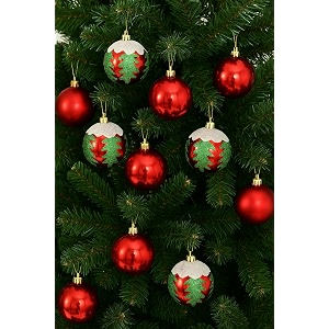 amfin pack of 12 red christmas balls for xmas party hanging ornament christmas decoration toy year home party decor - red