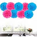 AMFIN® 9 Pcs Dark Blue, Dark Pink, Paper Hanging Pom Pom Ball for Decoration/Paper Flower Balls for Party Decorations