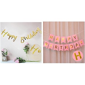 amfin happy birthday banner flag - gold amp amfin 6 inch happy birthday banner bunting flag - pink