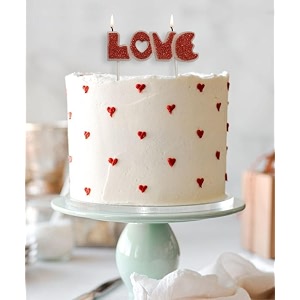 amfin i love you candle - birthday anniversary valentine amp party - red glitter pack of 1