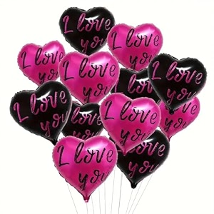 amfin pack of 10 18 inch heart foil balloons 34i love you34 printed - dark pink amp black