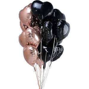 amfin pack of 10 18 inch heart foil balloons - rose gold amp black