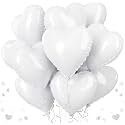 AMFIN (Pack of 10) 18 Inch Heart Foil Balloons - White