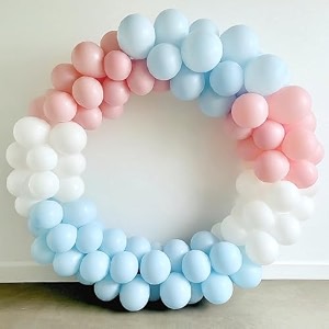 amfin pack of 100 pastel birthday decoration item balloons - pink blue amp white