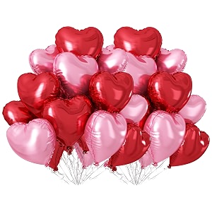 amfin pack of 20 18 inch heart foil balloons - red amp light pink