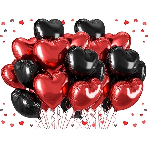 amfin pack of 20 18 inch heart foil balloons - red amp black