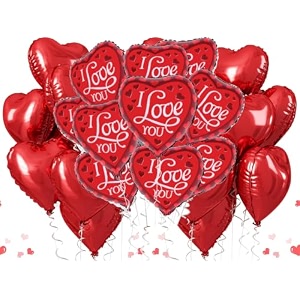 amfin pack of 20 18 inch heart foil balloons 34i love you34 printed - red