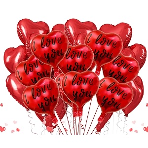 amfin pack of 20 18 inch heart foil balloons 34i love you34 printed - red amp black