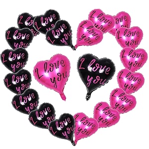 amfin pack of 20 18 inch heart foil balloons 34i love you34 printed - dark pink amp black