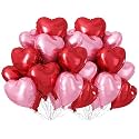 AMFIN (Pack of 20) 18 Inch Heart Foil Balloons - Red &amp; Light Pink