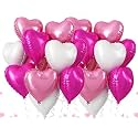 AMFIN (Pack of 20) 18 Inch Heart Foil Balloons - Light Pink, Dark Pink &amp; White