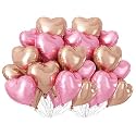 AMFIN (Pack of 20) 18 Inch Heart Foil Balloons - Rose Gold &amp; Light Pink