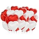 AMFIN (Pack of 20) 18 Inch Heart Foil Balloons - Red &amp; White