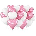 AMFIN (Pack of 20) 18 Inch Heart Foil Balloons - Light Pink &amp; White