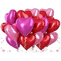 AMFIN (Pack of 20) 18 Inch Heart Foil Balloons - Red, Light Pink &amp; Dark Pink