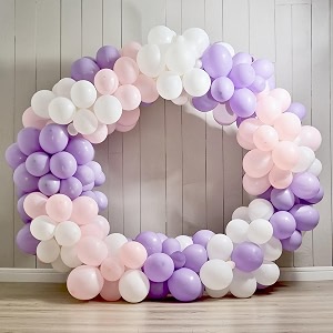 amfin pack of 200 pastel rubber birthday decoration item balloons - pink purple amp white