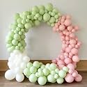AMFIN (Pack of 200) Pastel Birthday Decoration Item Balloons - Pink, Green &amp; White,Rubber