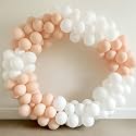AMFIN Rubber (Pack of 200) Pastel Birthday Decoration Item Balloons - White &amp; Peach