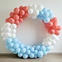 AMFIN (Pack of 200) Pastel Birthday Decoration Item Balloons - Red, Blue &amp; White