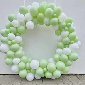 amfin pack of 25 pastel birthday decoration item balloons - green amp white