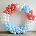 AMFIN (Pack of 25) Pastel Birthday Decoration Item Balloons - Red, Blue &amp; White