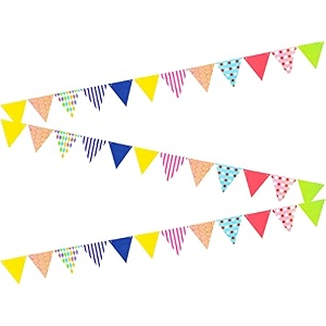 amfin pack of 3 party bunting flags banner for birthday decoration decoration for wedding engagement baby shower 1st birthday anniversary party office party christmas amp new year - multicolor