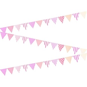 amfin pack of 3 party bunting flags banner for birthday decoration decoration for wedding engagement baby shower 1st birthday anniversary party office party christmas amp new year - pink