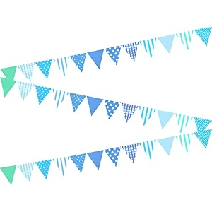 amfin pack of 3 party bunting flags banner for birthday decoration decoration for wedding engagement baby shower 1st birthday anniversary party office party christmas amp new year - blue