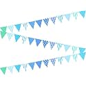 AMFIN® (Pack of 3) Party Bunting Flags Banner for Birthday Decoration, Decoration for Wedding, Engagement, Baby Shower, 1st Birthday, Anniversary Party, Office Party, Christmas &amp; New Year - Blue