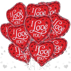 amfin pack of 5 18 inch heart foil balloons 34i love you34 printed - red