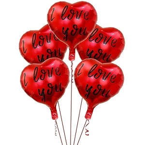 amfin pack of 5 18 inch heart foil balloons 34i love you34 printed - red amp black