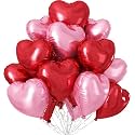 AMFIN (Pack of 5) 18 Inch Heart Foil Balloons - Red &amp; Light Pink