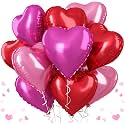AMFIN (Pack of 5) 18 Inch Heart Foil Balloons - Red, Light Pink &amp; Dark Pink