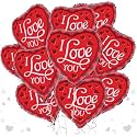 AMFIN (Pack of 5) 18 Inch Heart Foil Balloons, "I Love You" Printed - Red