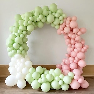 amfin pack of 50 pastel birthday decoration item balloons - pink green amp white
