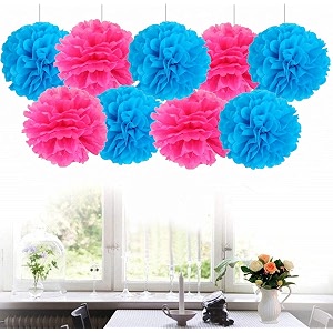 amfin wafer paper pom pom balls small pack of 18 dark blue dark pink
