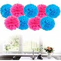 AMFIN® Wafer Paper Pom Pom Balls (Small) (Pack of 18, Dark Blue, Dark Pink)
