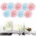 AMFIN® Wafer Paper Pom Pom Balls (Small) (Pack of 18, Light Blue, Light Pink)