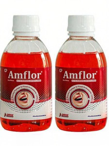 amflor oral rinse mouthwash - 250ml each pack of 2 - mint 500 ml