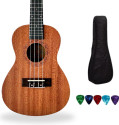 AMG Music 24Inch Concert Size Ukulele Solid Mahogany Wood Ukulele with Bag For Beginners Concert Ukulele