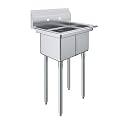 AmGood 20 in. x 26 in. Stainless Steel Two Compartment Sink with 10 in. x 14 in. x 10 in. Bowls